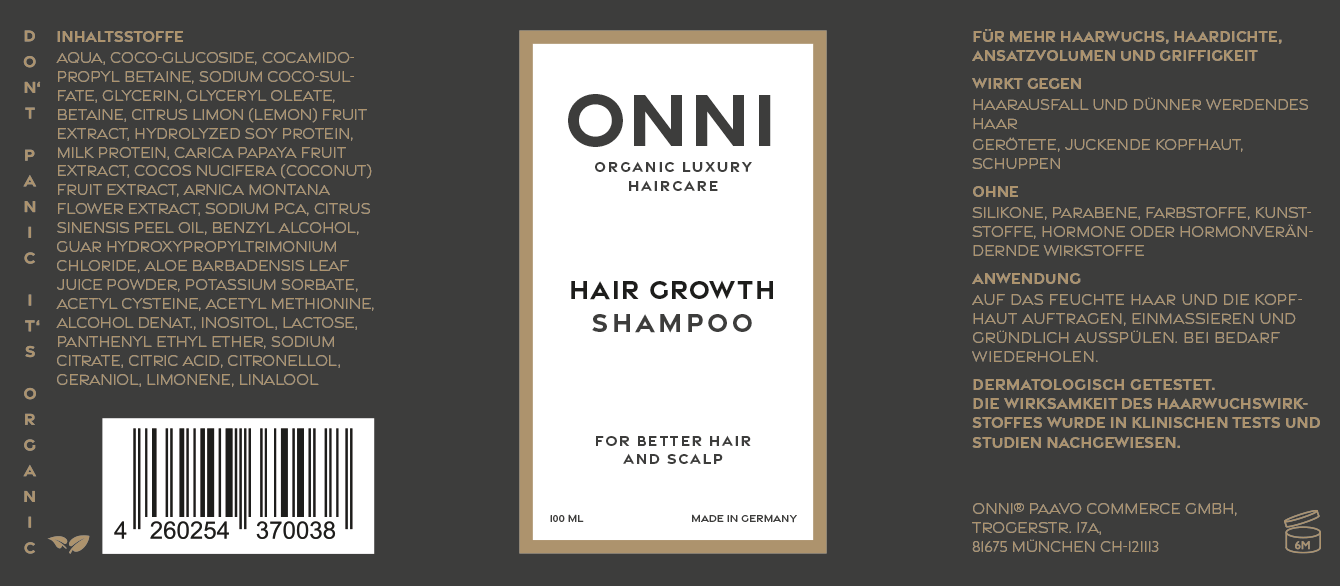 ONNI  Organic Hair Growth Shampoo Reisegröße 100ml