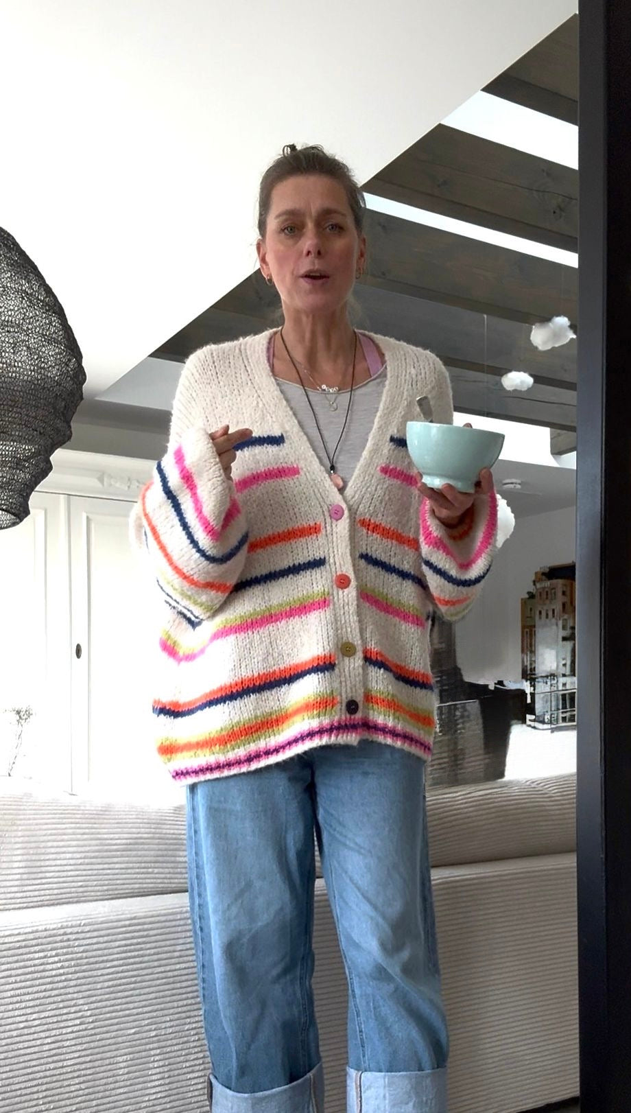 Strickjacke bunte Streifen