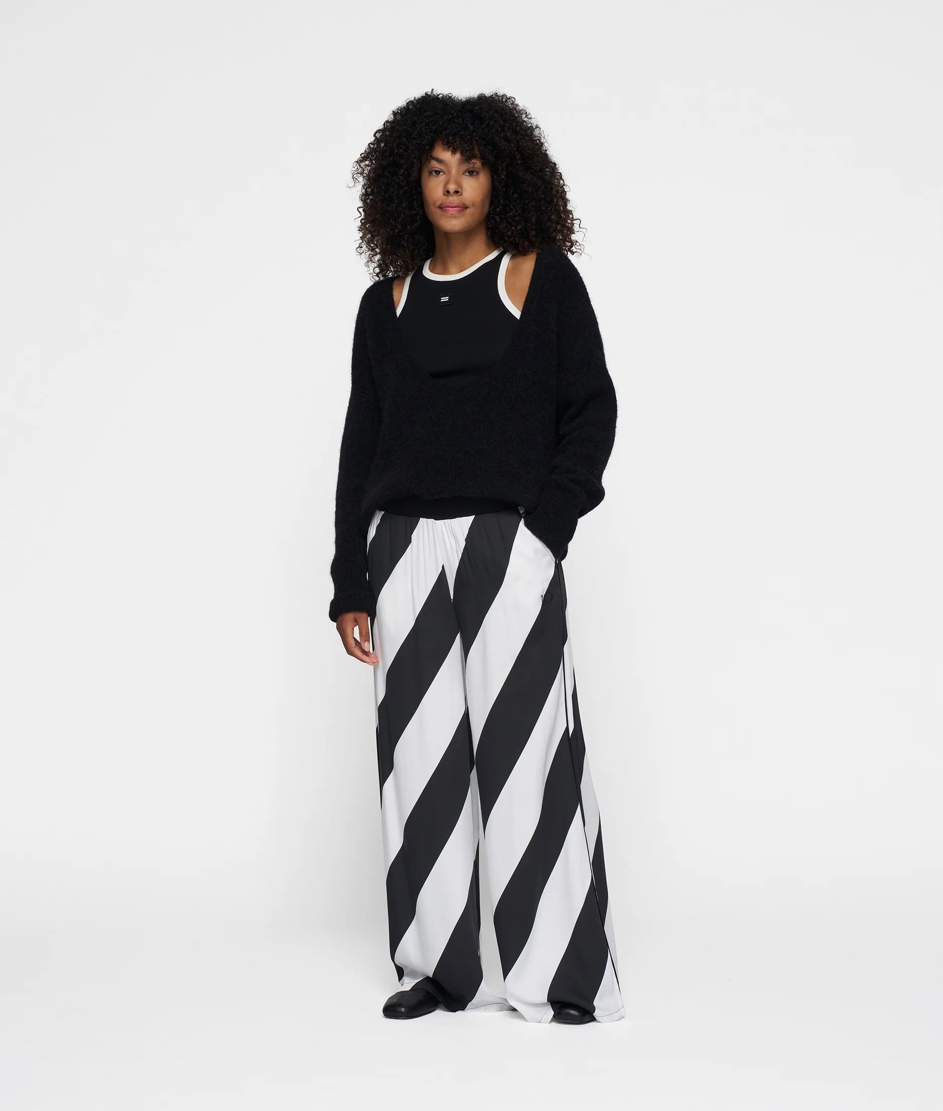 10 DAYS Wide Leg Pants Satin Stripes