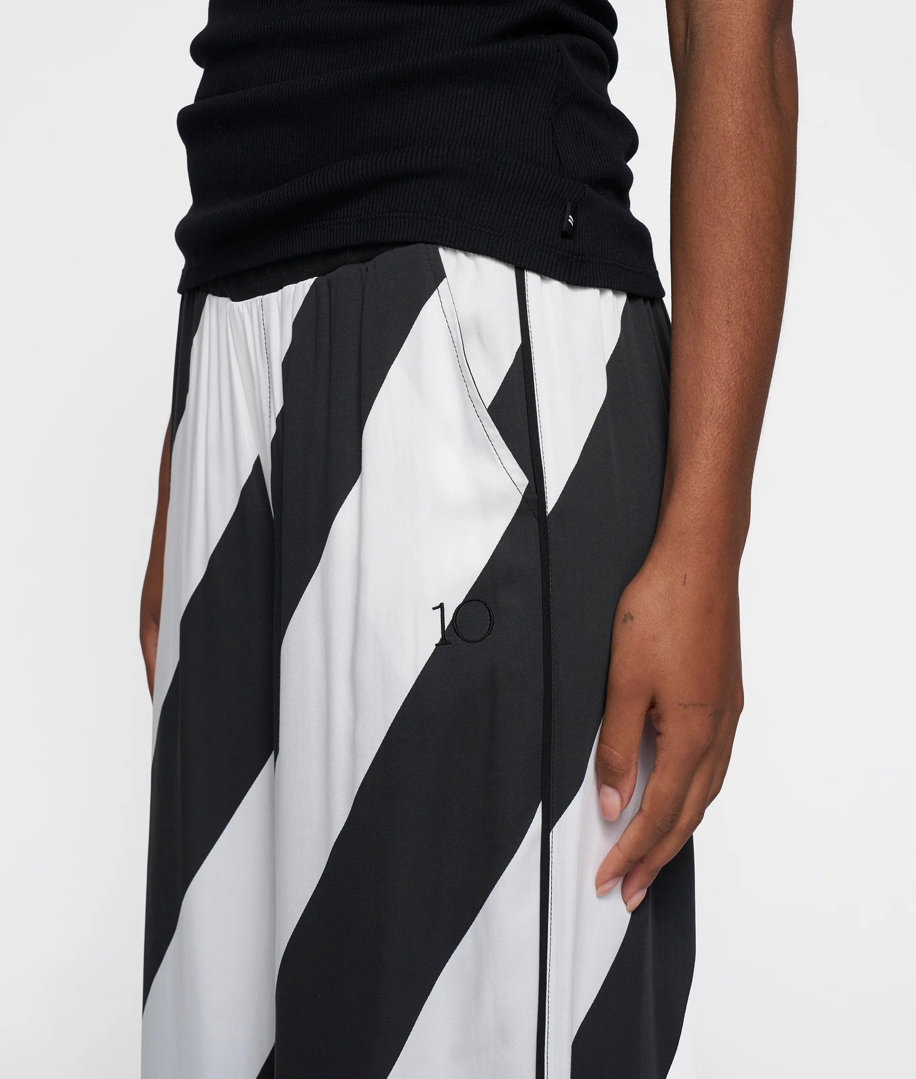 10 DAYS Wide Leg Pants Satin Stripes