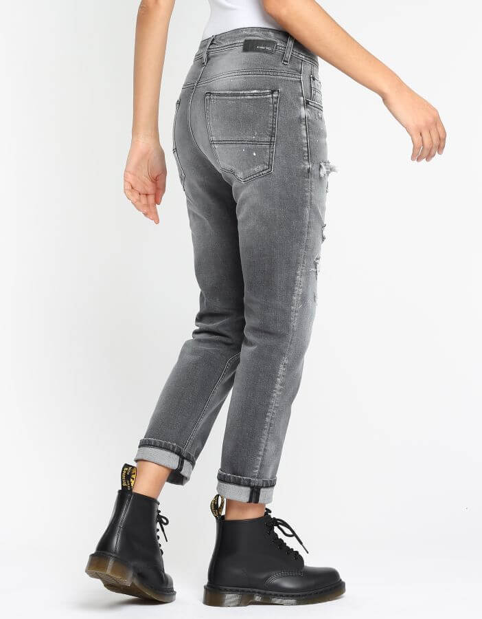 GANG  94NICA CROPPED - boyfriend fit -  grey extra destroyed