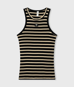 10 DAYS Tank Top Rib Stripes black/light latte