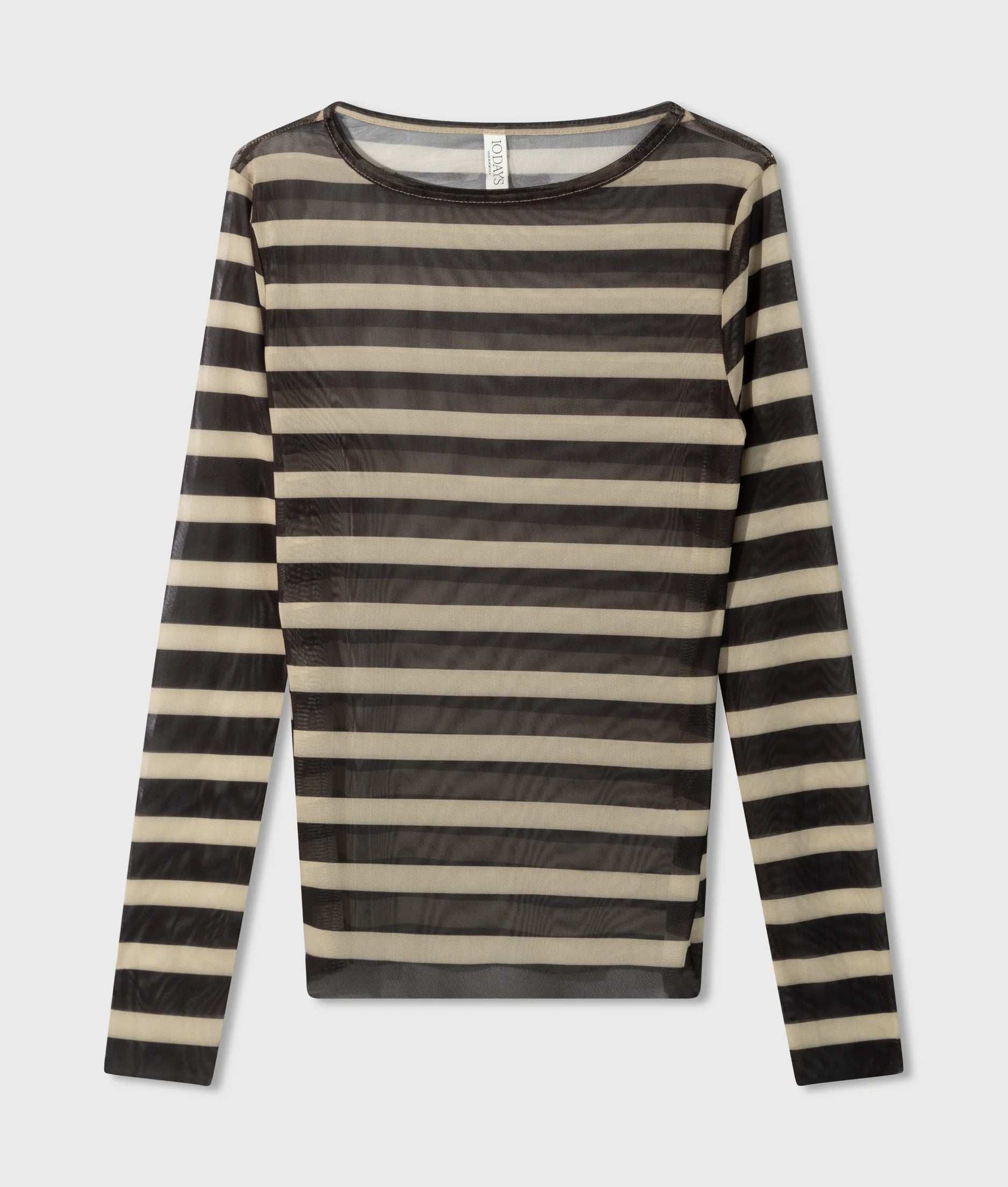 10 DAYS Mesh Tee Stripes black/light latte