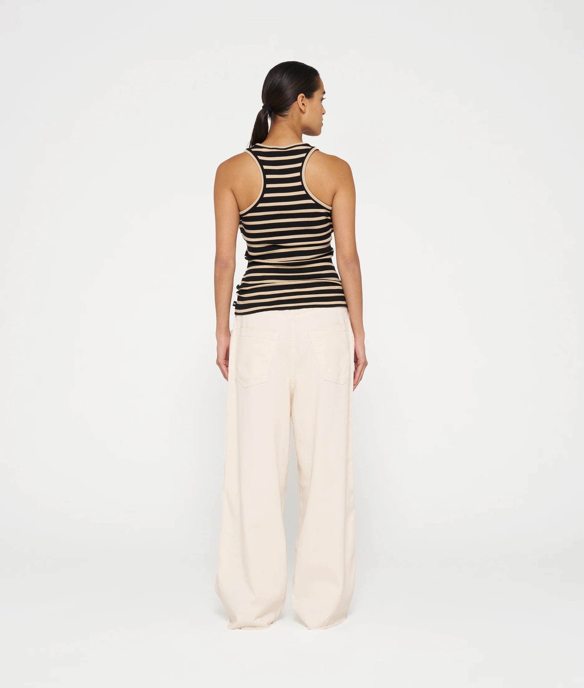 10 DAYS Tank Top Rib Stripes black/light latte