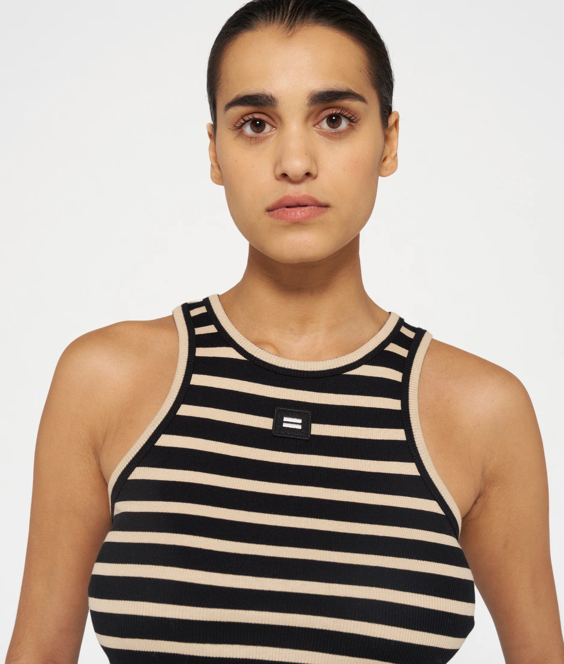 10 DAYS Tank Top Rib Stripes black/light latte