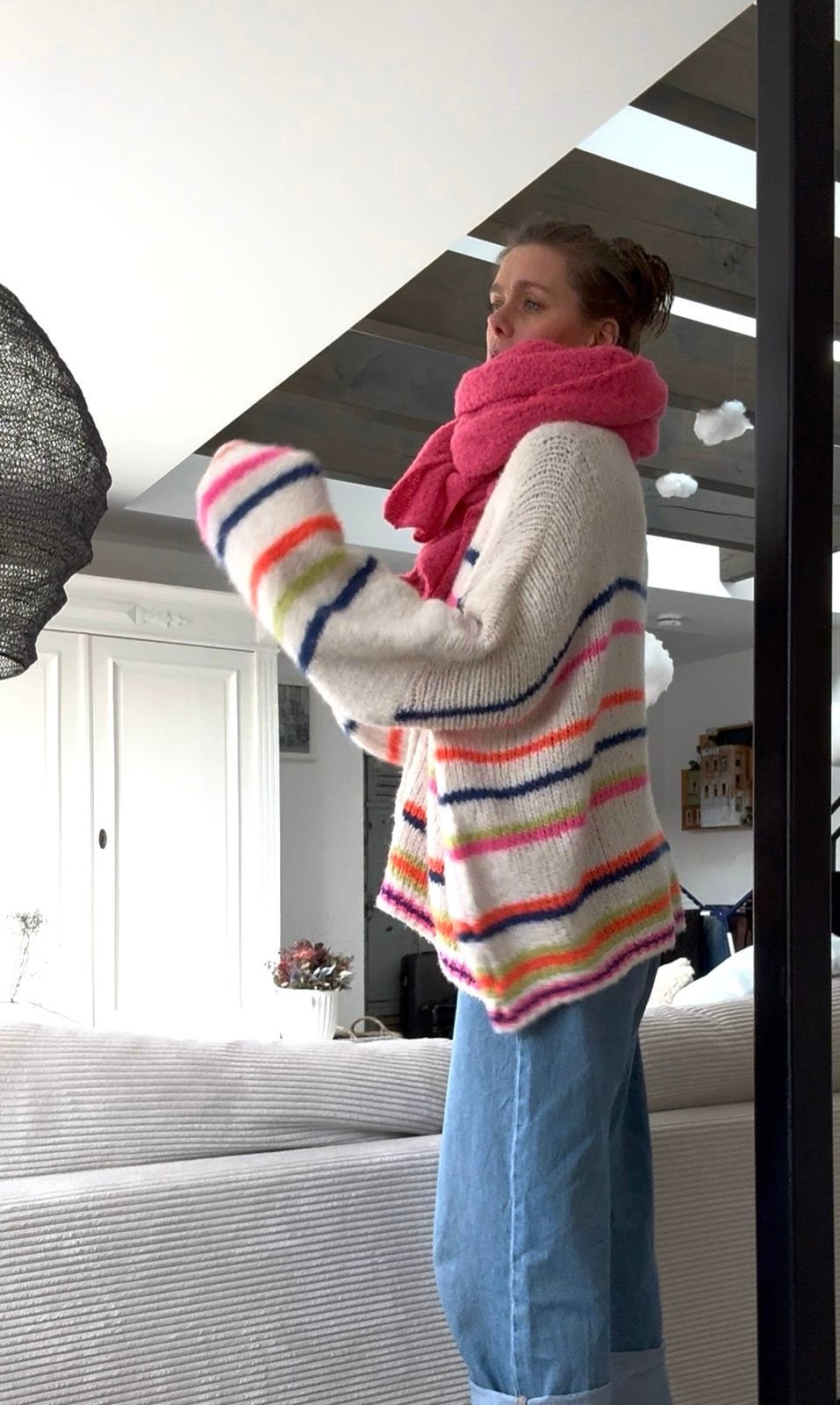 Strickjacke bunte Streifen