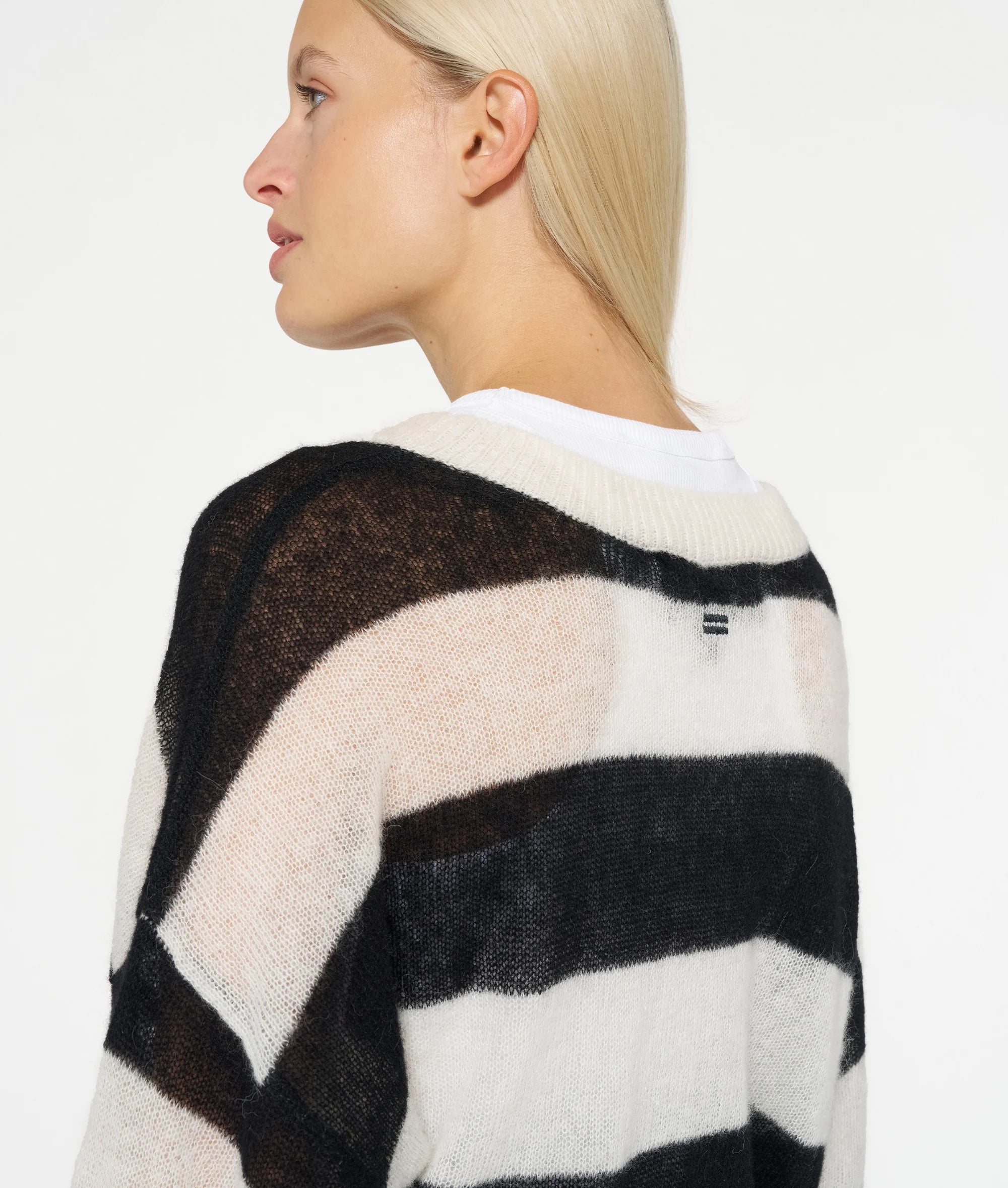 10 DAYS Pullover Thin Knit Sweater Block Stripe