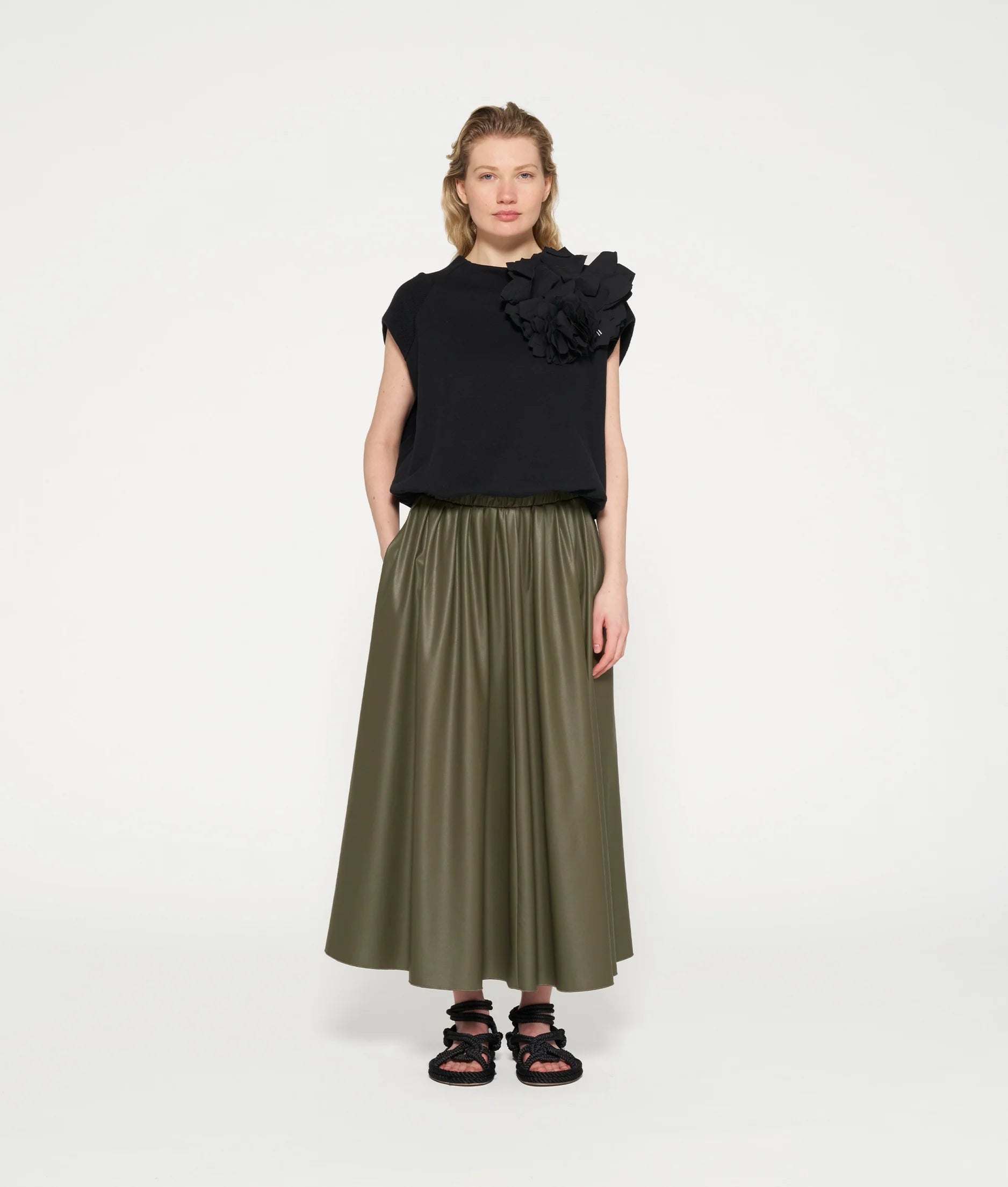 10 DAYS Leather Look Pleated Skirt in 2 Farben