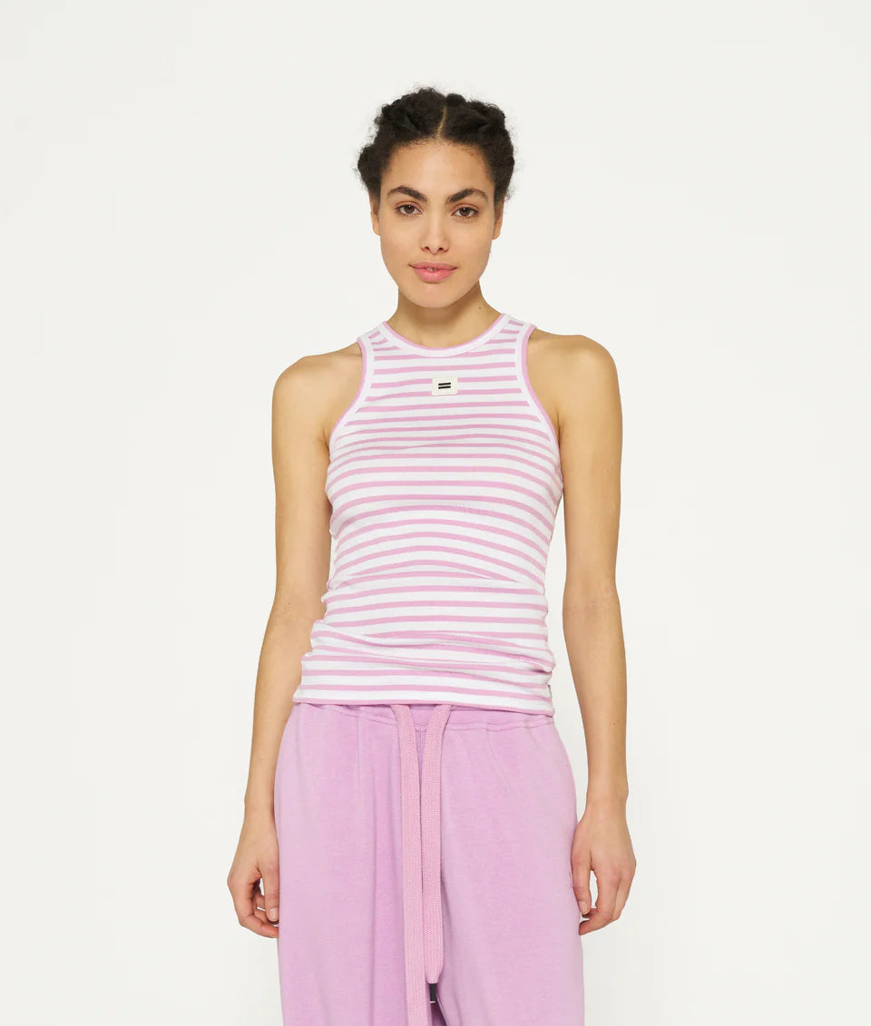10 DAYS Tank Top Rib Stripes ecru/violet
