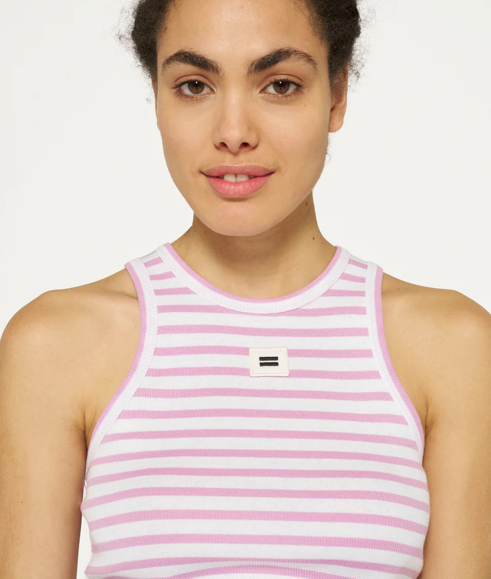 10 DAYS Tank Top Rib Stripes ecru/violet