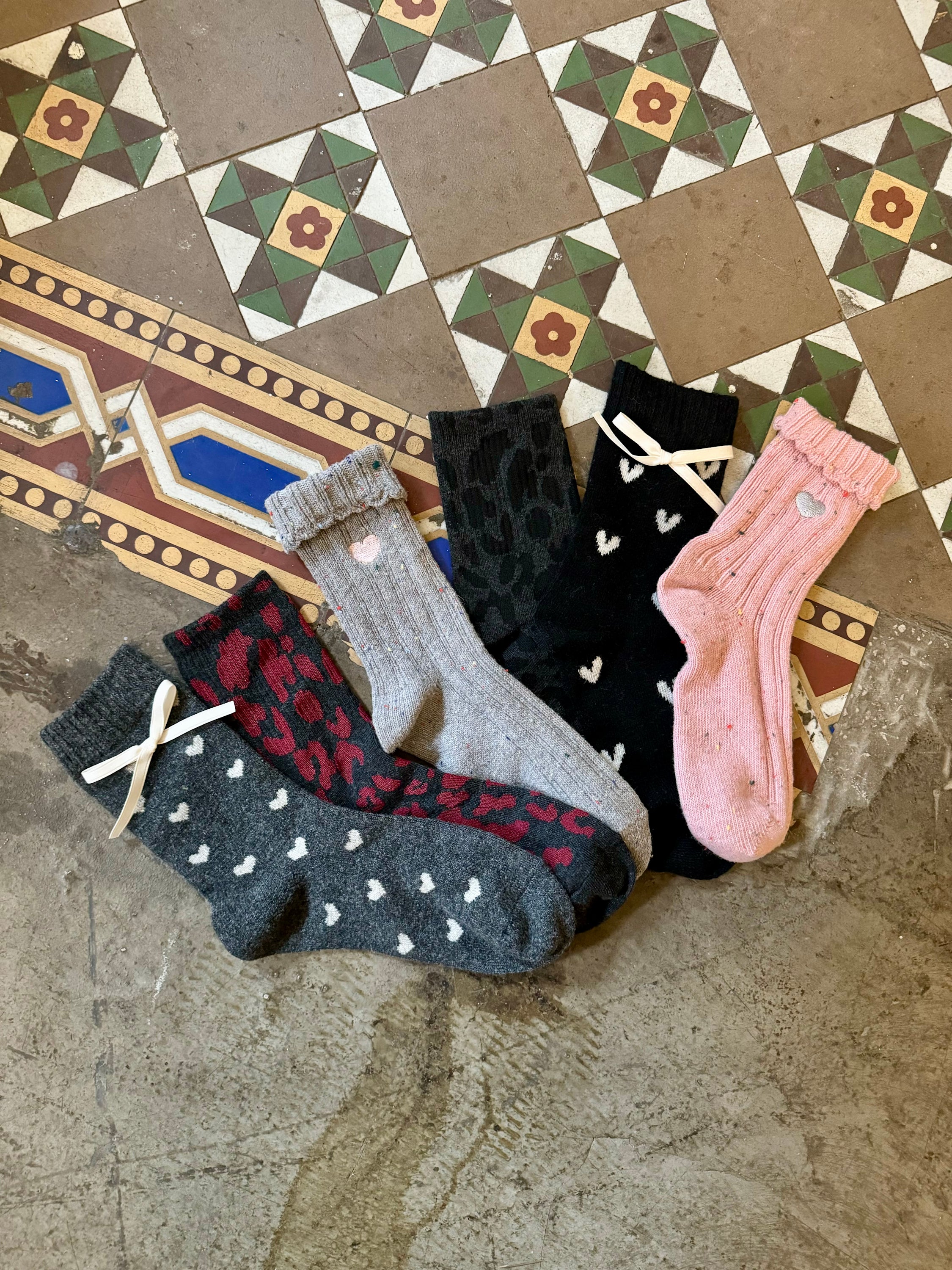 Black Colour Herz-Socken Calisa