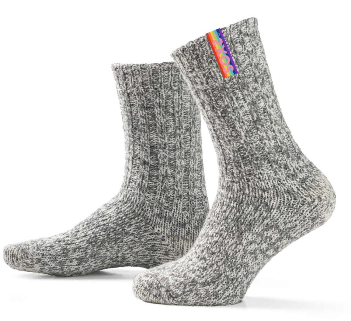 SOXS.CO graue Wollsocken mittelhoch rainbow