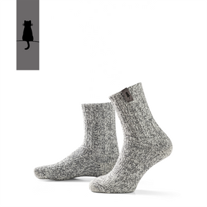 SOXS.CO graue Wollsocken mittelhoch crazy Katze