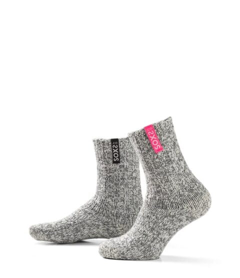 SOXS.CO Wollsocken Duo, bubble gum & jet black,  grau mittelhoch