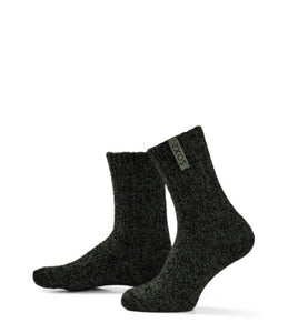 SOXS.CO dunkelgrüne Wollsocken, mittelhoch, forest night