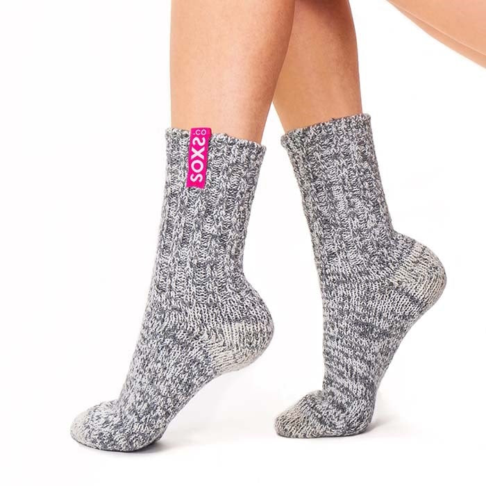 SOXS.CO Damen Wollsocken mittelhoch grau bubblegum
