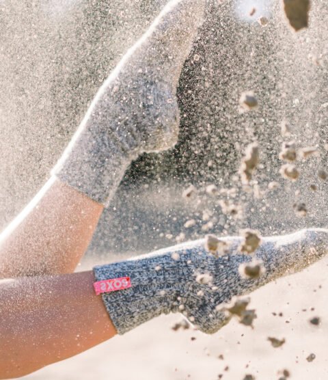 SOXS.CO Damen Wollsocken mittelhoch grau bubblegum