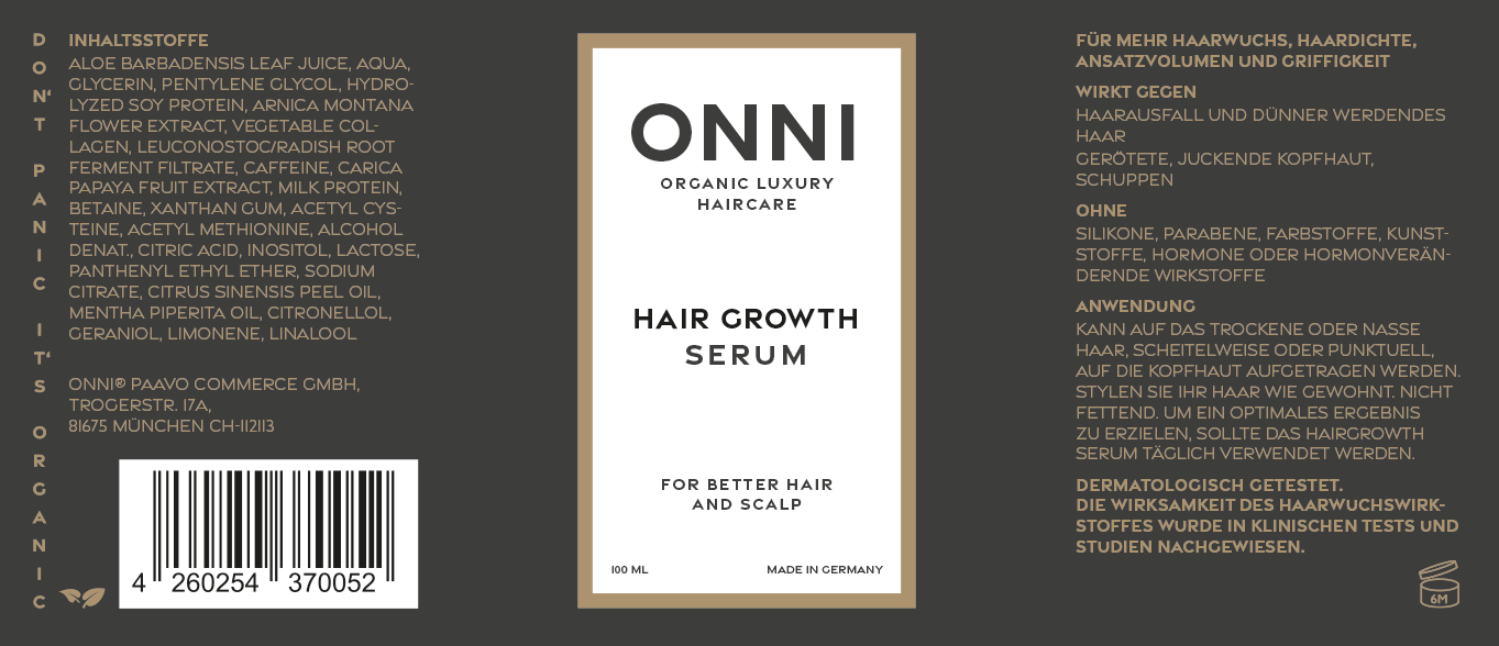 ONNI  Organic Hair Growth Serum Reisegröße 100ml