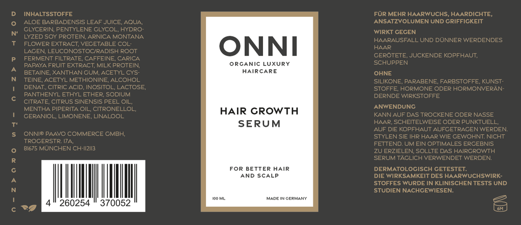 ONNI  Organic Hair Growth Serum Reisegröße 100ml